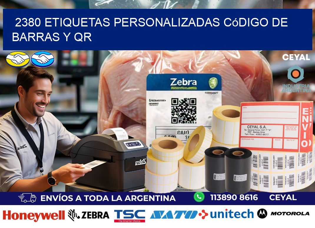 2380 etiquetas personalizadas código de barras y QR