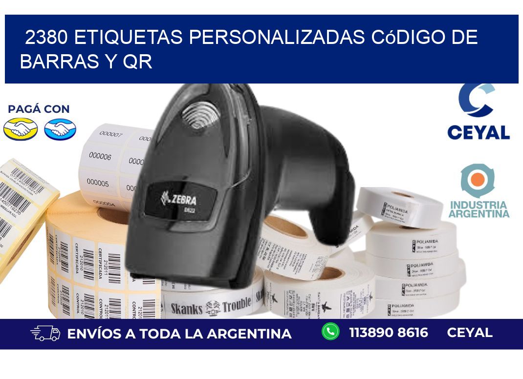 2380 etiquetas personalizadas código de barras y QR