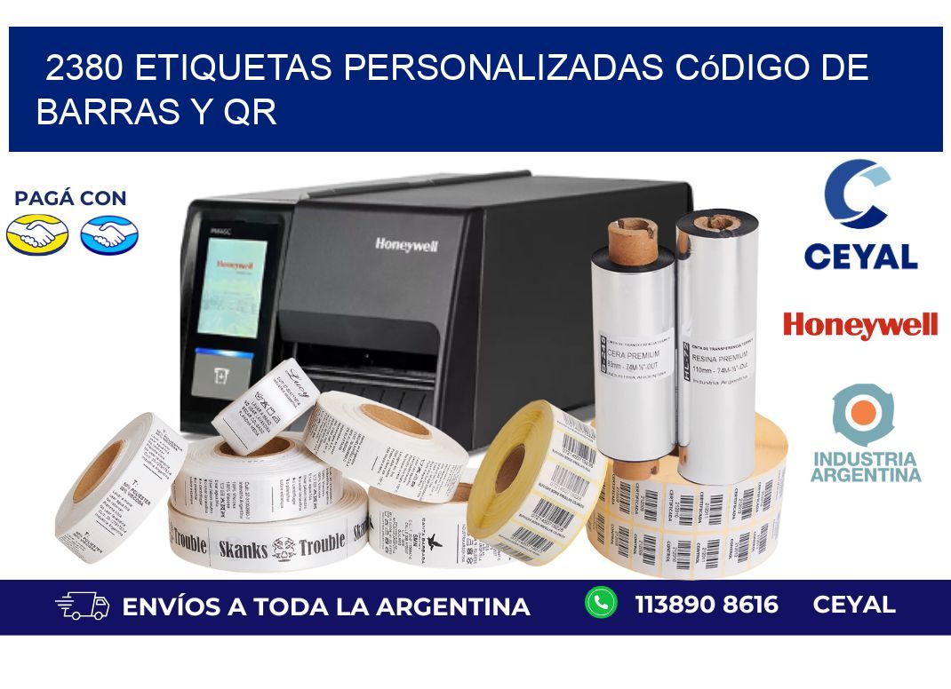 2380 etiquetas personalizadas código de barras y QR