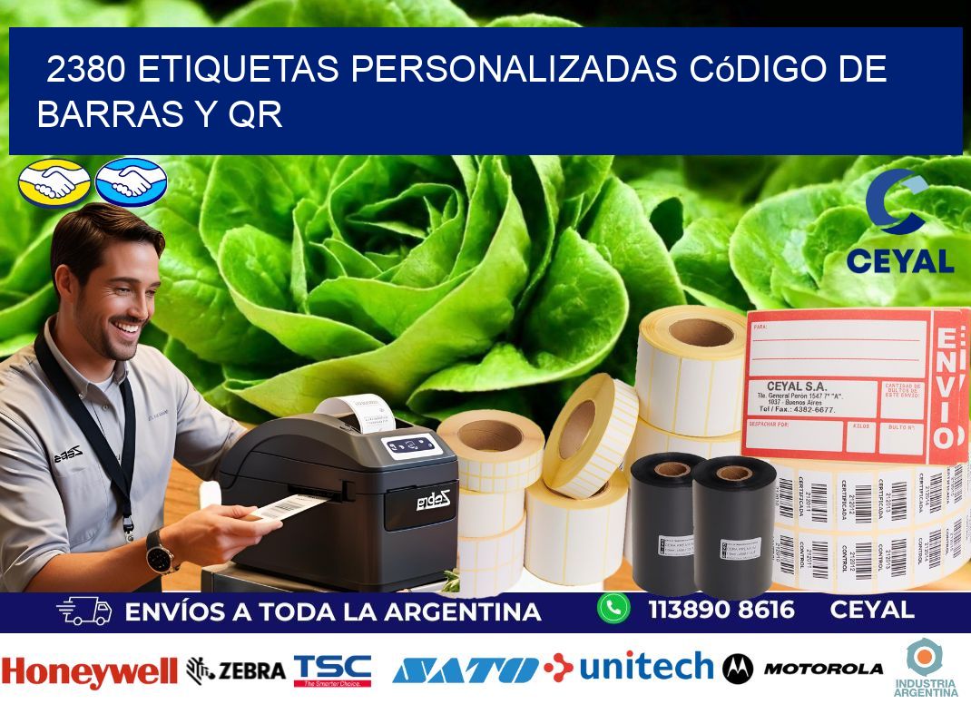 2380 etiquetas personalizadas código de barras y QR