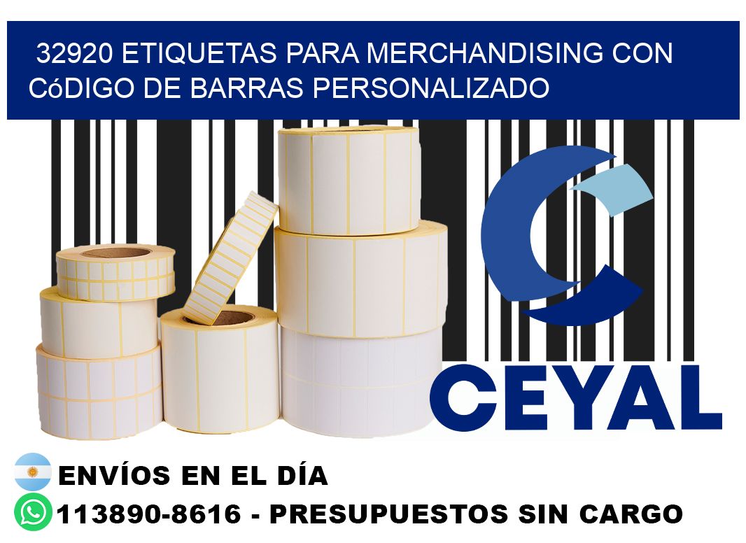 32920 etiquetas para merchandising con código de barras personalizado
