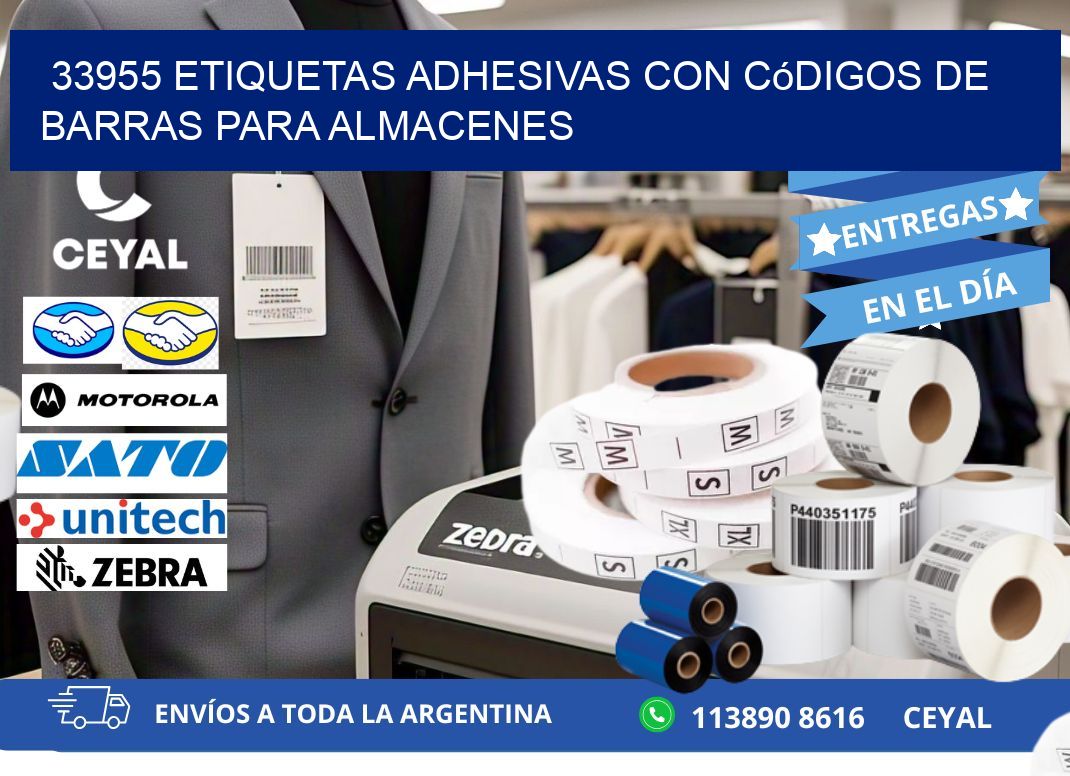 33955 etiquetas adhesivas con códigos de barras para almacenes