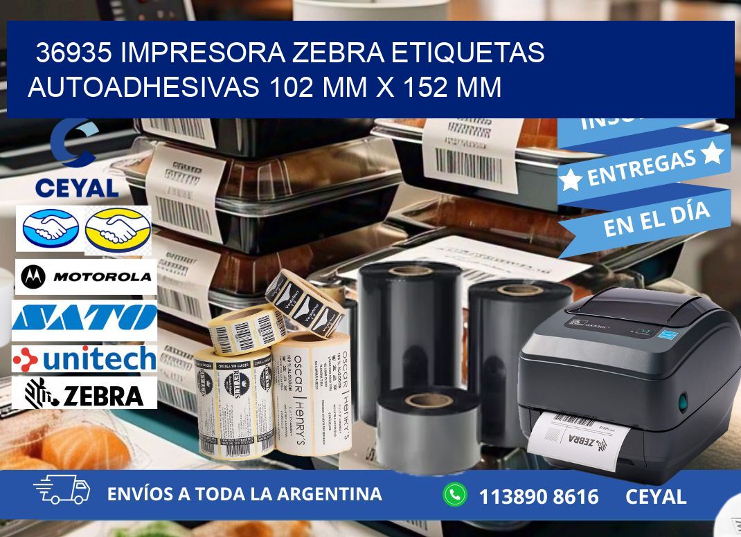 36935 impresora zebra etiquetas autoadhesivas 102 mm x 152 mm