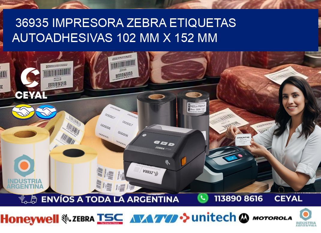 36935 impresora zebra etiquetas autoadhesivas 102 mm x 152 mm