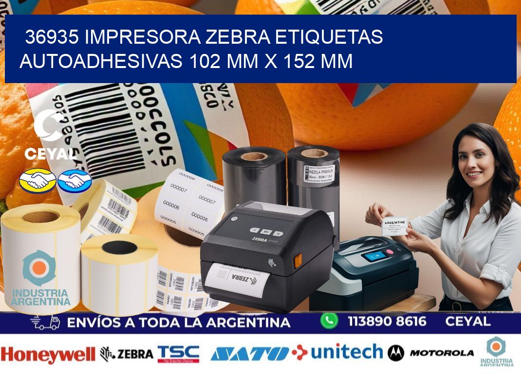 36935 impresora zebra etiquetas autoadhesivas 102 mm x 152 mm