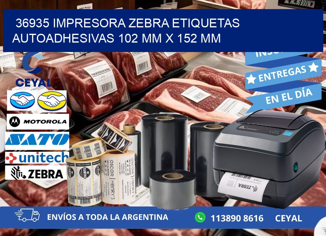 36935 impresora zebra etiquetas autoadhesivas 102 mm x 152 mm