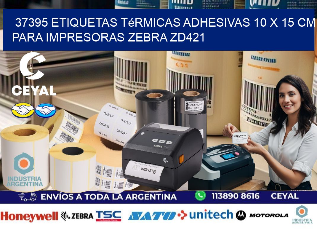37395 Etiquetas Térmicas Adhesivas 10 x 15 cm para Impresoras Zebra ZD421