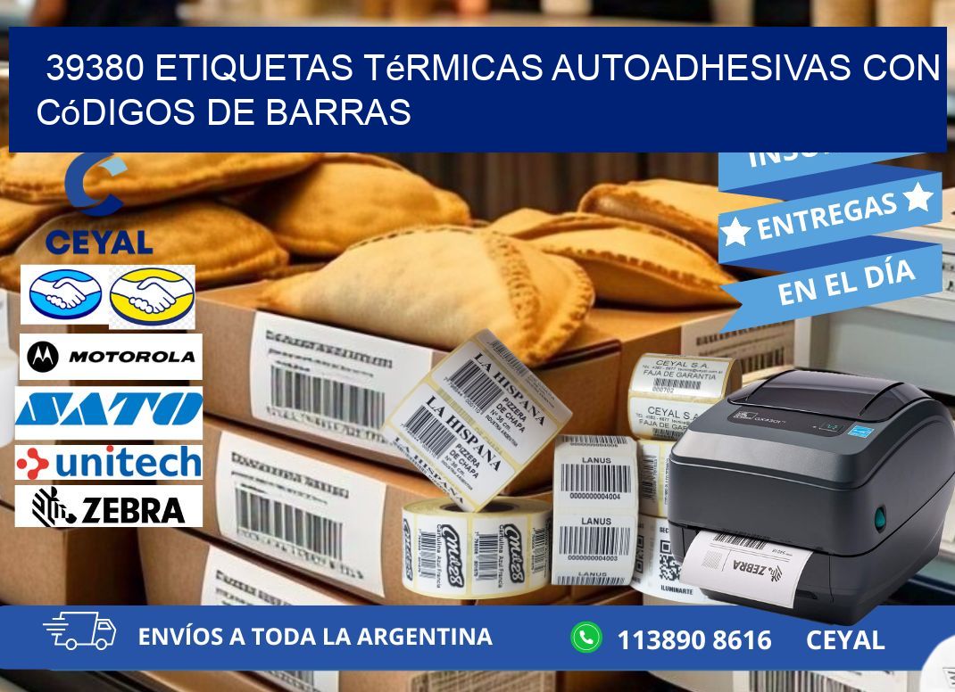 39380 Etiquetas térmicas autoadhesivas con códigos de barras
