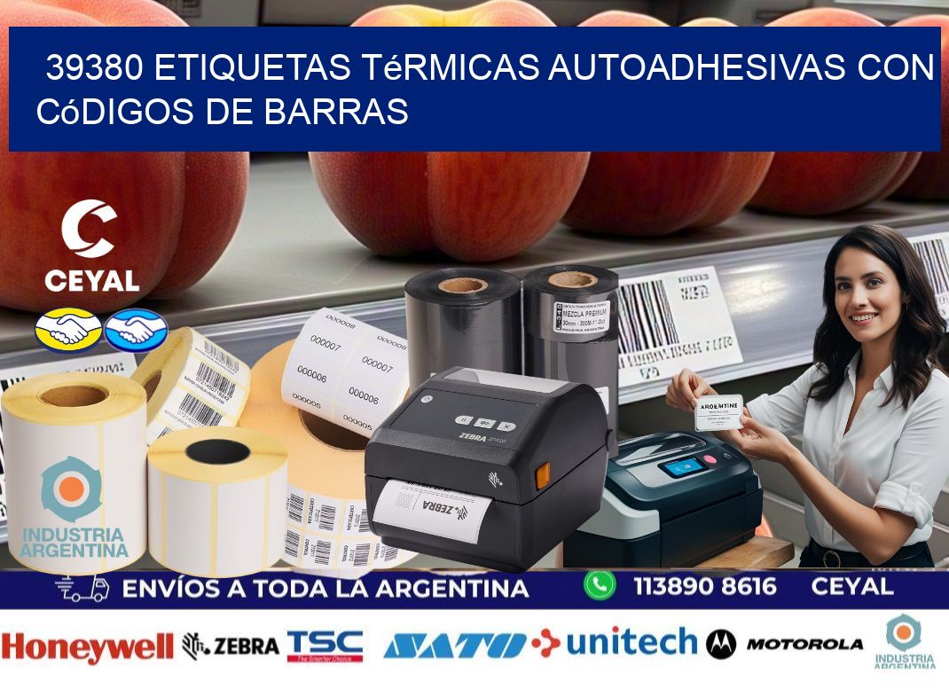 39380 Etiquetas térmicas autoadhesivas con códigos de barras