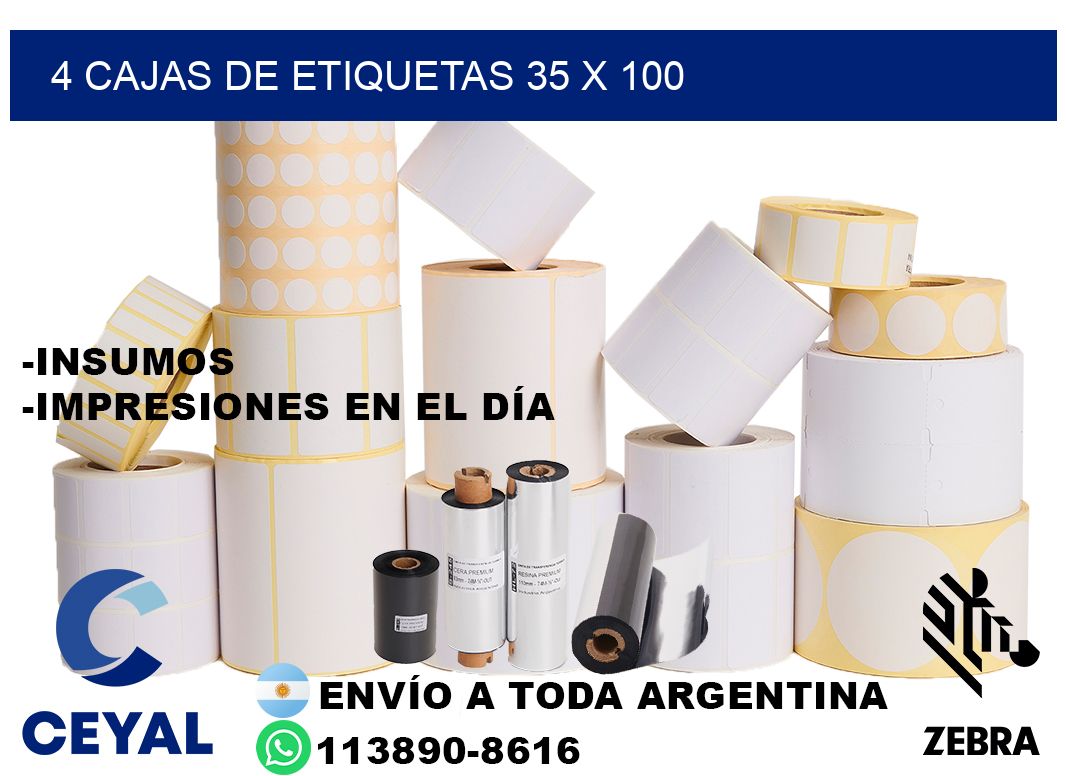 4 cajas de etiquetas 35 x 100