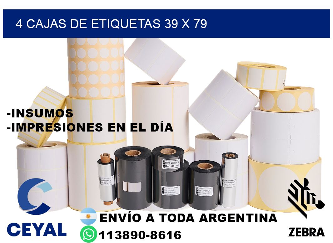 4 cajas de etiquetas 39 x 79