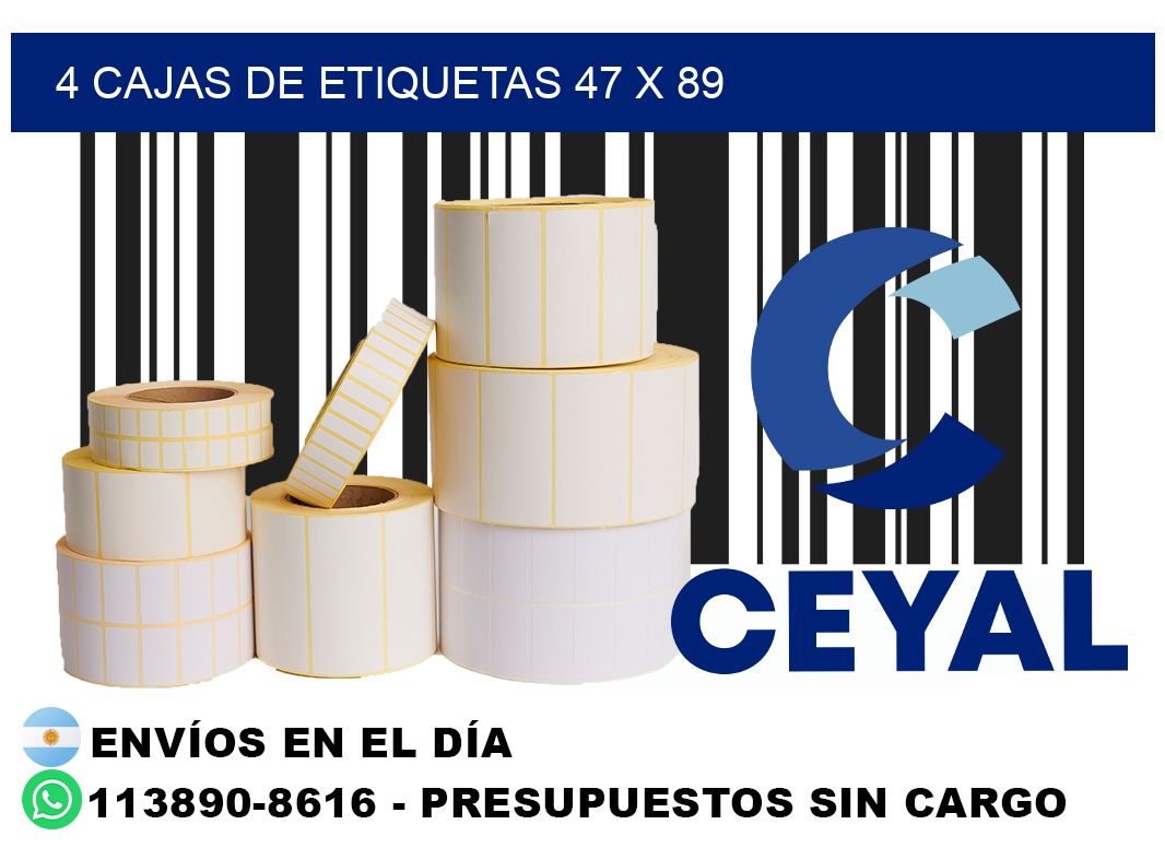 4 cajas de etiquetas 47 x 89