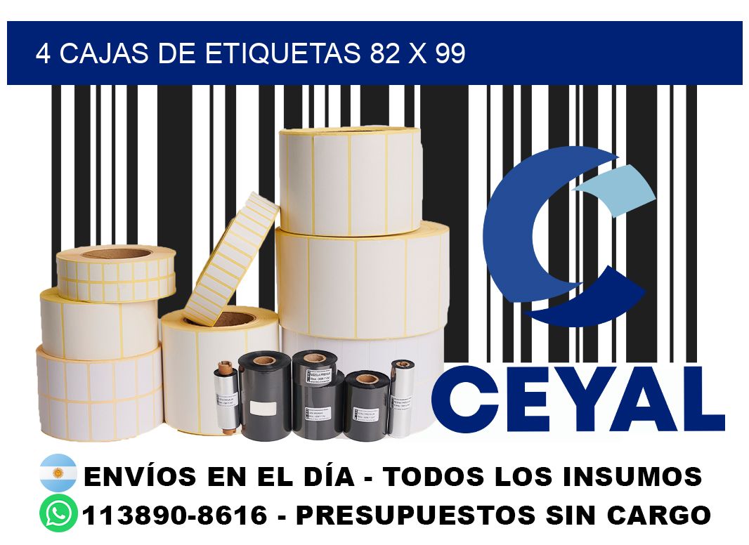 4 cajas de etiquetas 82 x 99