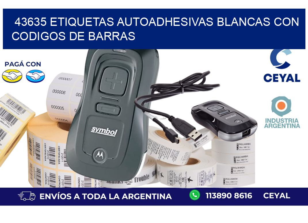 43635 etiquetas autoadhesivas blancas con codigos de barras