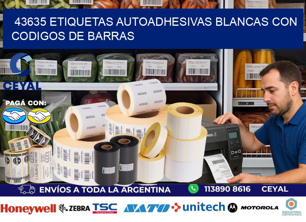 43635 etiquetas autoadhesivas blancas con codigos de barras