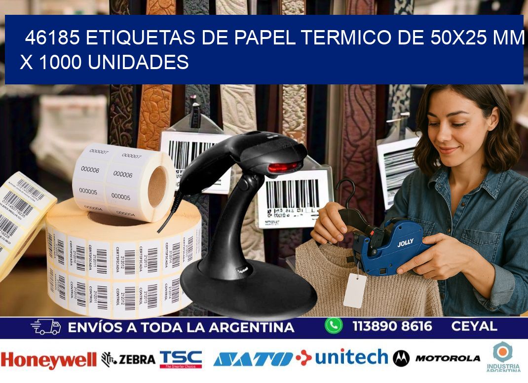 46185 Etiquetas De Papel Termico De 50x25 Mm X 1000 Unidades