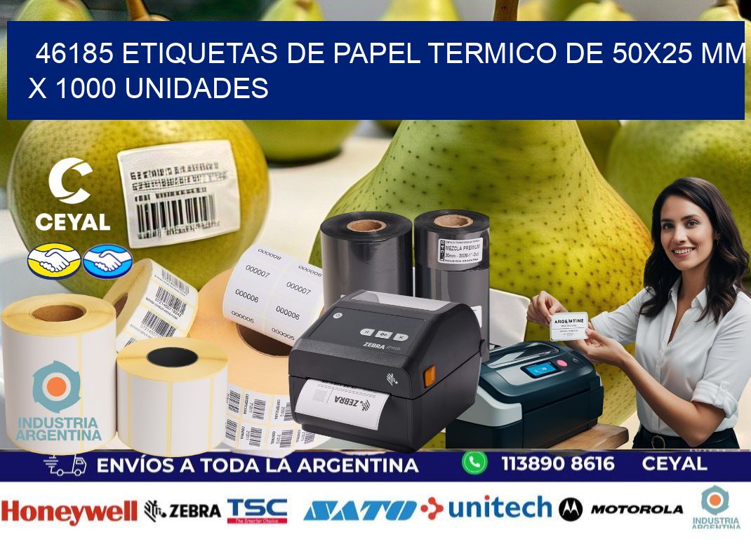 46185 Etiquetas De Papel Termico De 50x25 Mm X 1000 Unidades