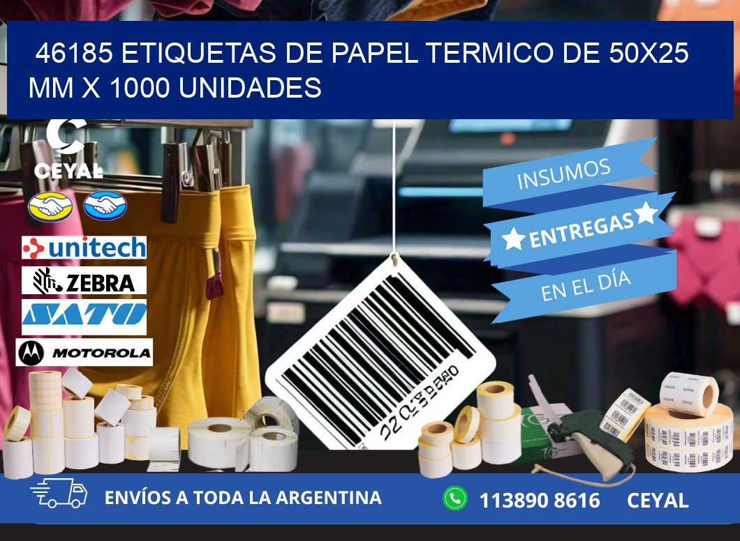 46185 Etiquetas De Papel Termico De 50x25 Mm X 1000 Unidades