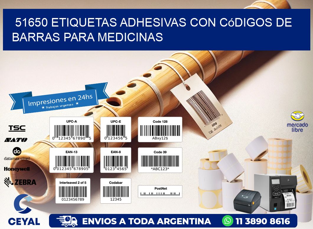 51650 etiquetas adhesivas con códigos de barras para medicinas