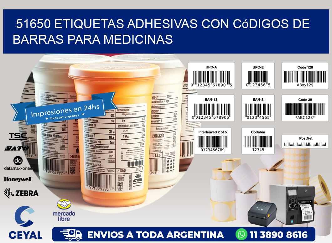 51650 etiquetas adhesivas con códigos de barras para medicinas