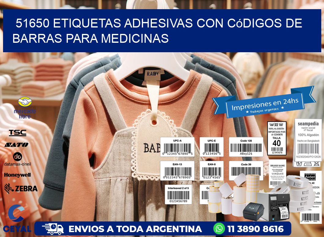 51650 etiquetas adhesivas con códigos de barras para medicinas