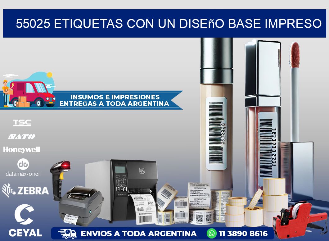 55025 etiquetas con un diseño base impreso