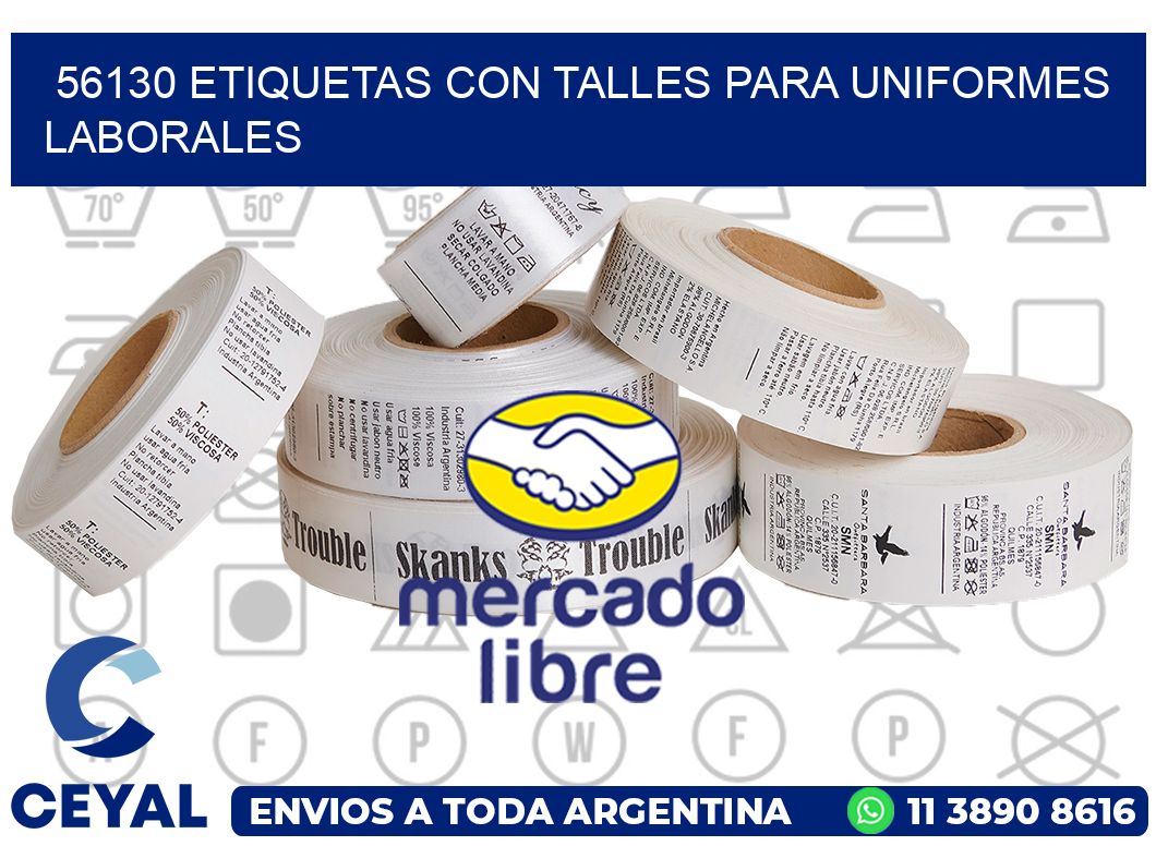 56130 etiquetas con talles para uniformes laborales