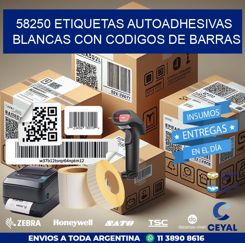 58250 etiquetas autoadhesivas blancas con codigos de barras