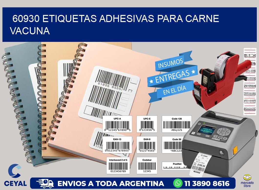 60930 etiquetas adhesivas para carne vacuna