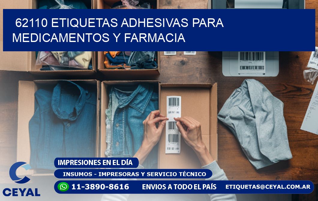 62110 Etiquetas adhesivas para medicamentos y farmacia