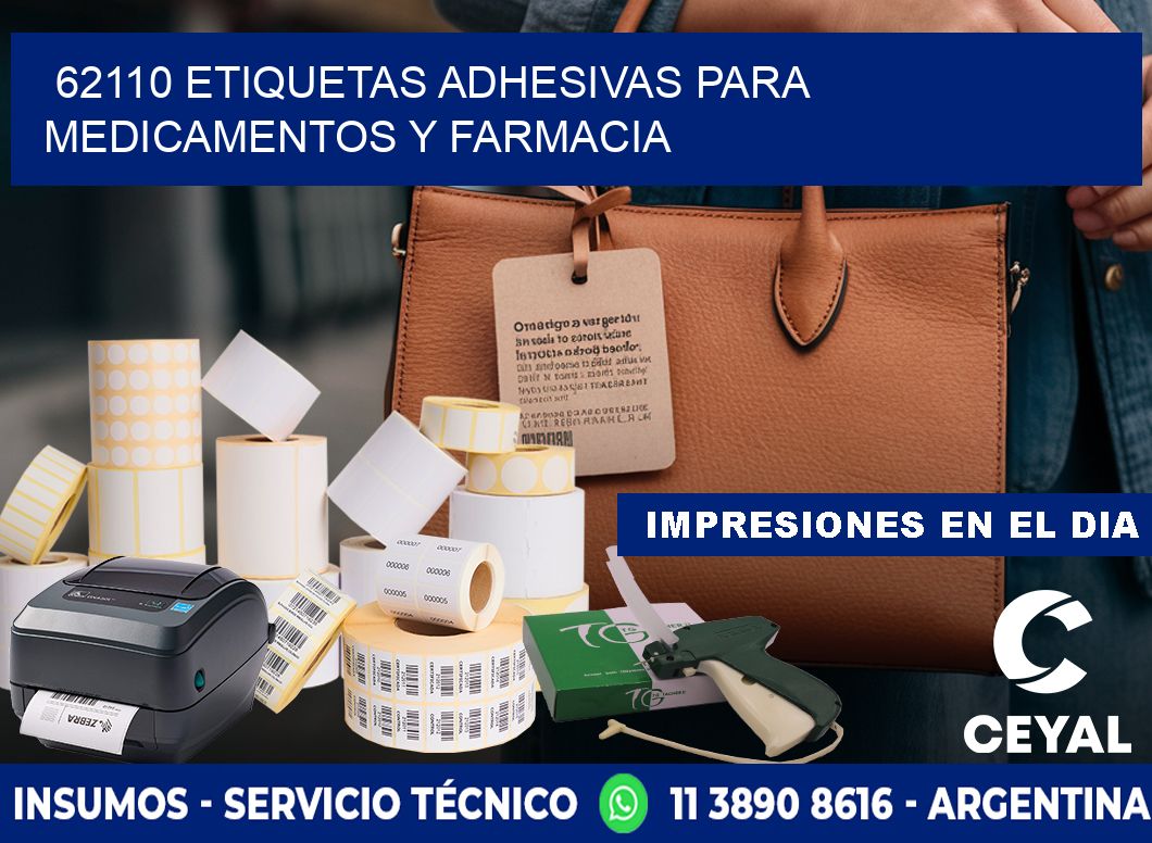 62110 Etiquetas adhesivas para medicamentos y farmacia