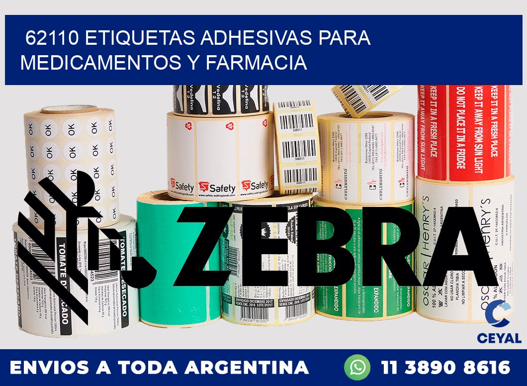 62110 Etiquetas adhesivas para medicamentos y farmacia