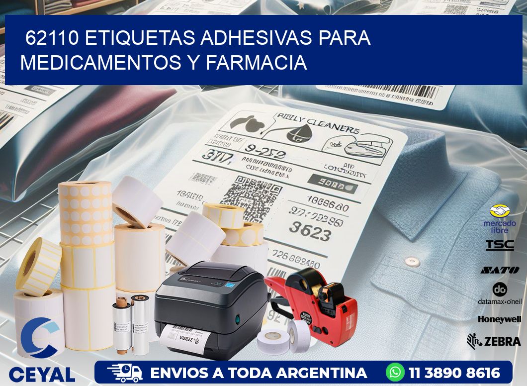 62110 Etiquetas adhesivas para medicamentos y farmacia