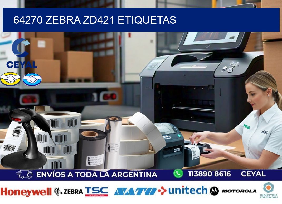 64270 Zebra ZD421 etiquetas
