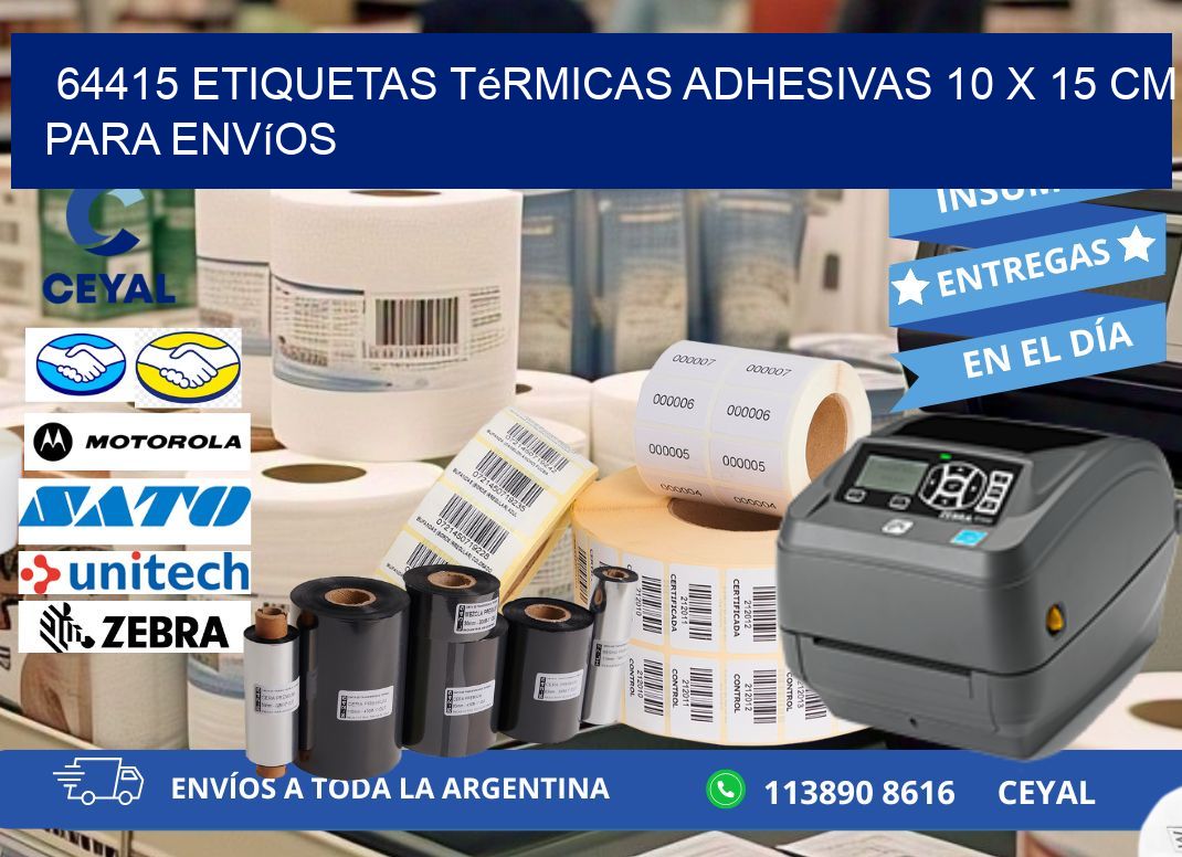 64415 Etiquetas Térmicas Adhesivas 10 x 15 cm para Envíos