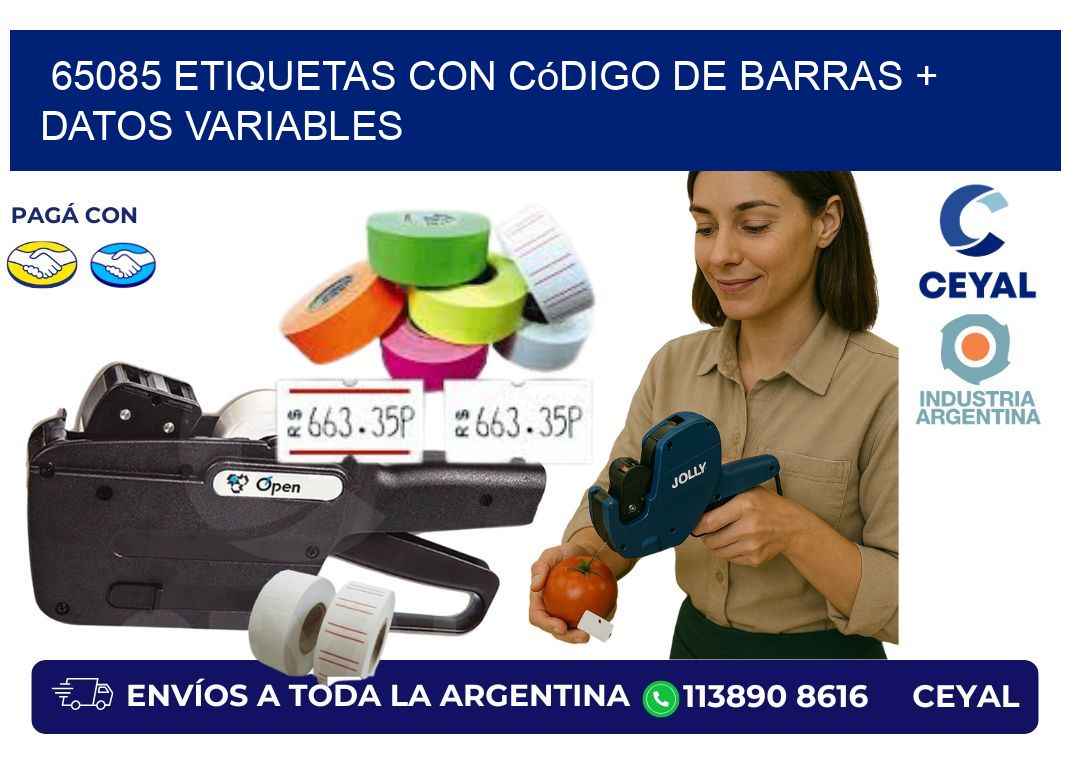65085 etiquetas con código de barras + datos variables