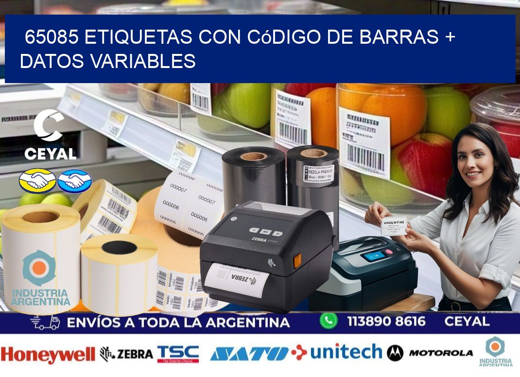 65085 etiquetas con código de barras + datos variables