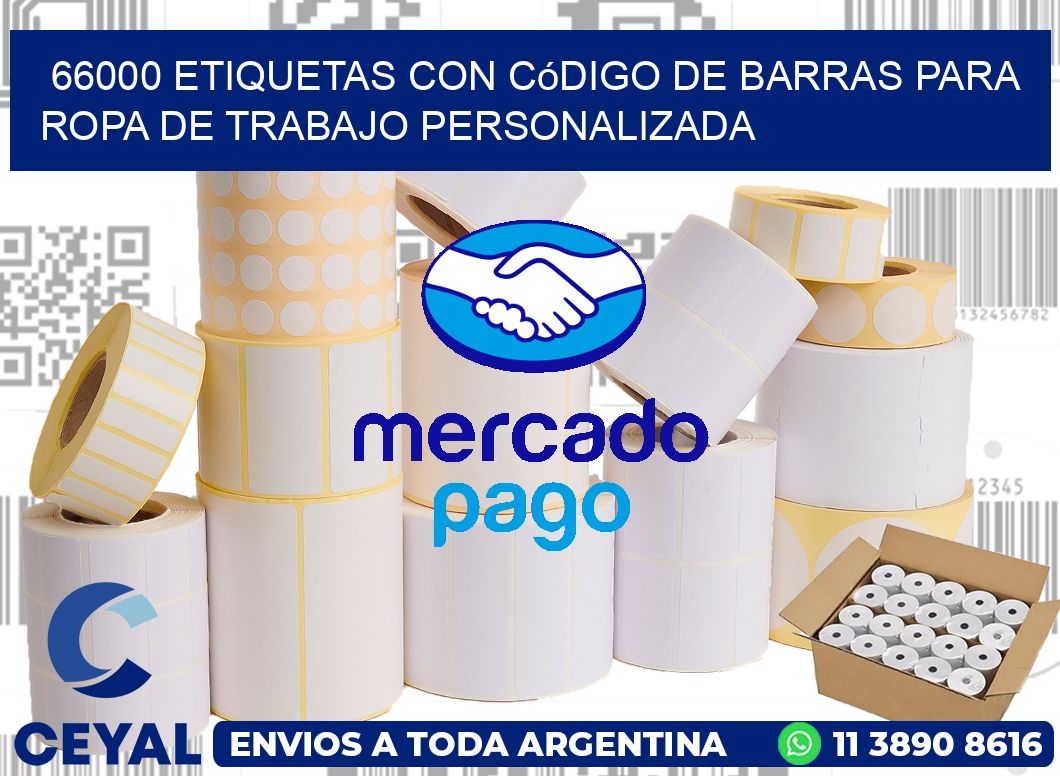 66000 Etiquetas con código de barras para ropa de trabajo personalizada