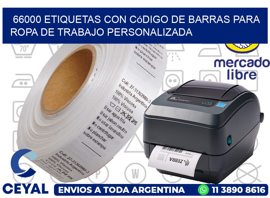 66000 Etiquetas con código de barras para ropa de trabajo personalizada
