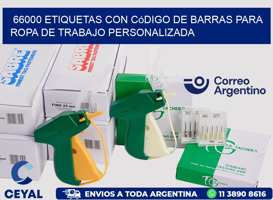 66000 Etiquetas con código de barras para ropa de trabajo personalizada