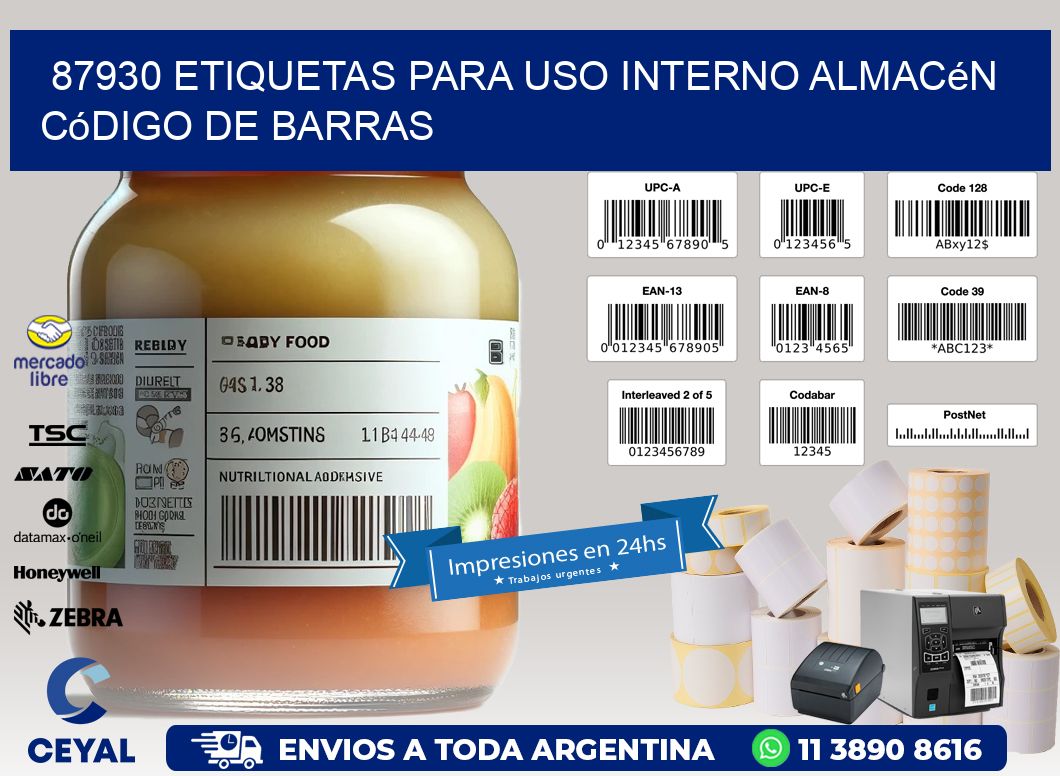 87930 etiquetas para uso interno almacén código de barras