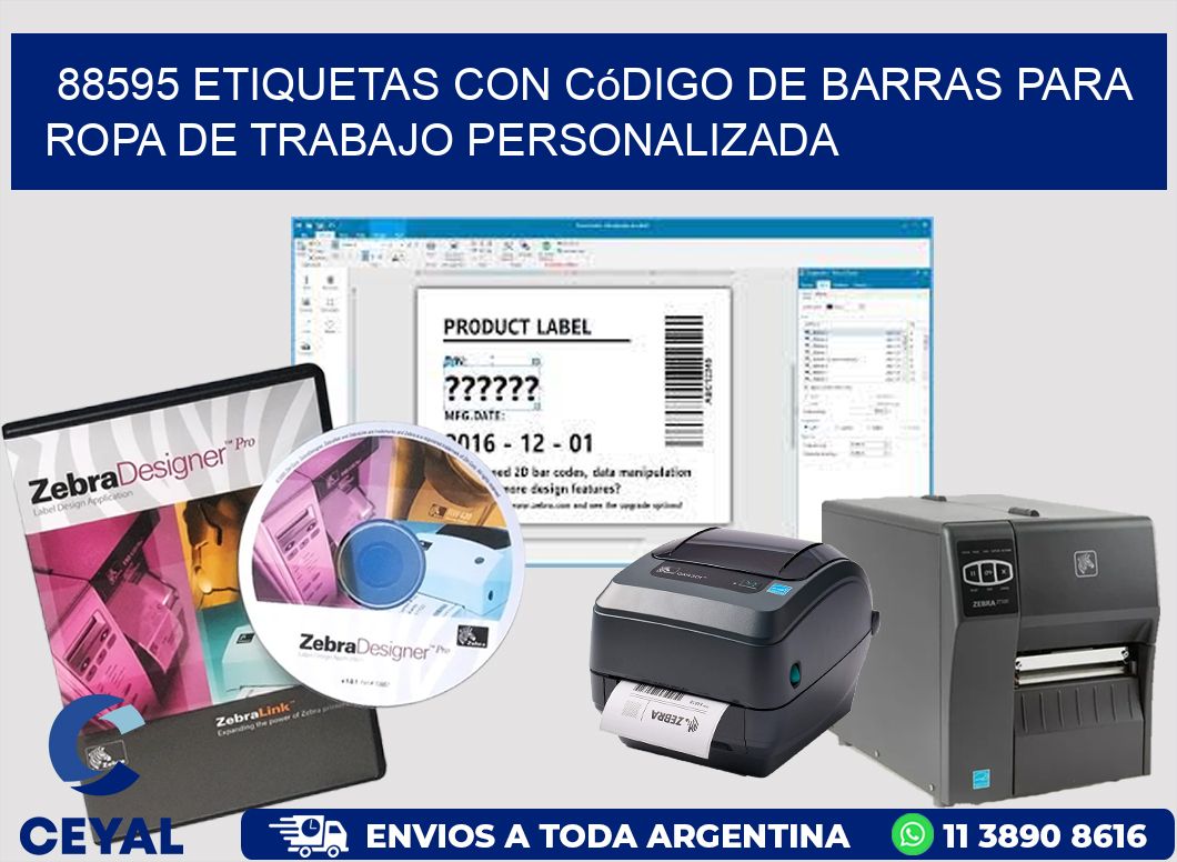 88595 Etiquetas con código de barras para ropa de trabajo personalizada