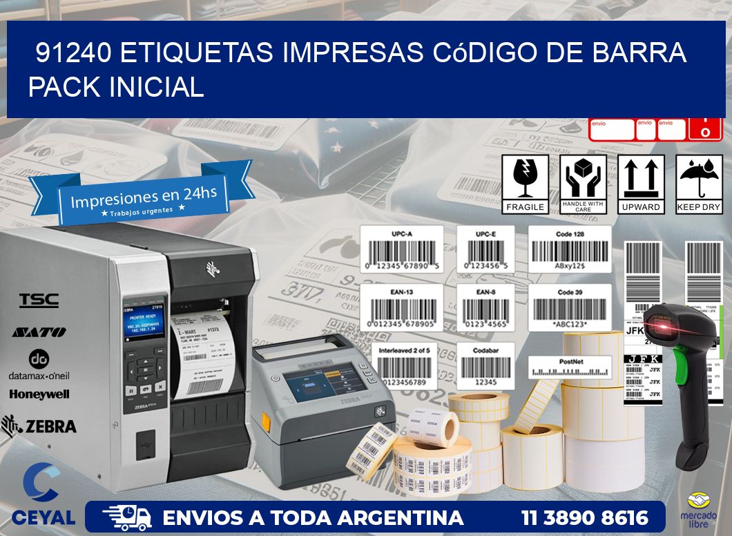 91240 Etiquetas Impresas código De Barra Pack Inicial