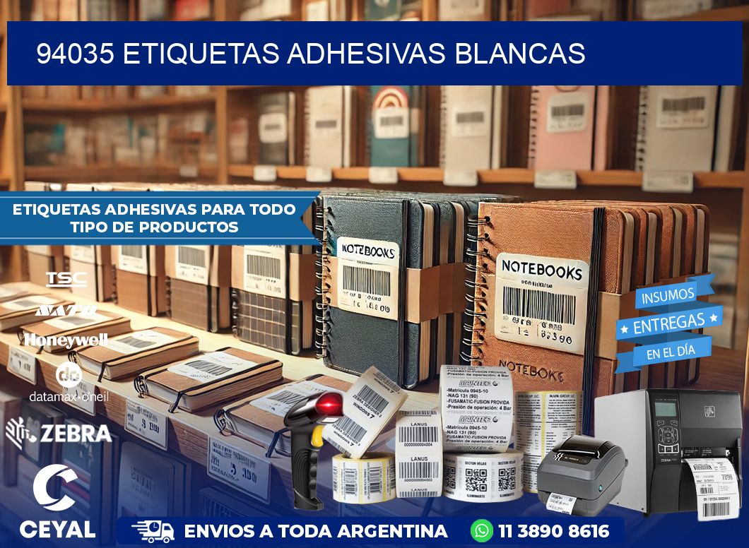 94035 etiquetas adhesivas blancas