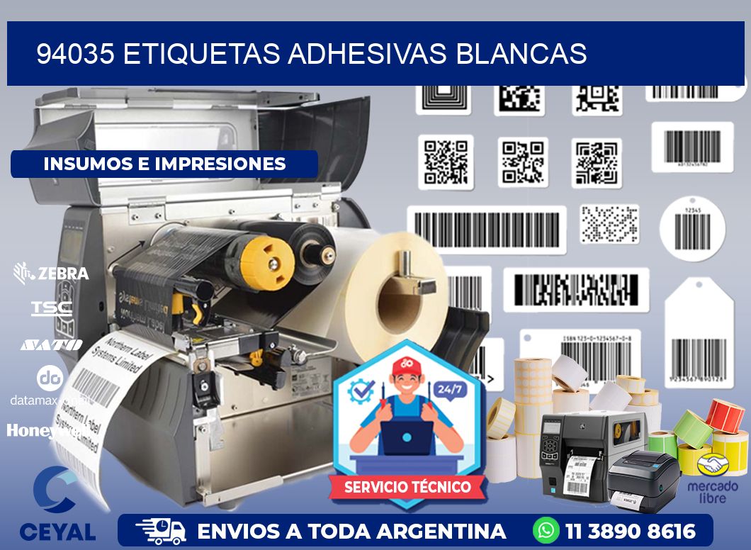 94035 etiquetas adhesivas blancas