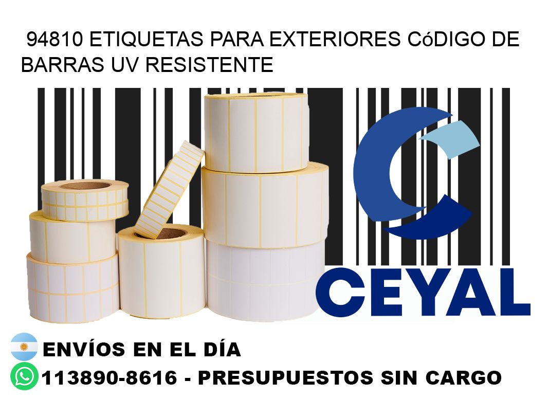 94810 etiquetas para exteriores código de barras UV resistente