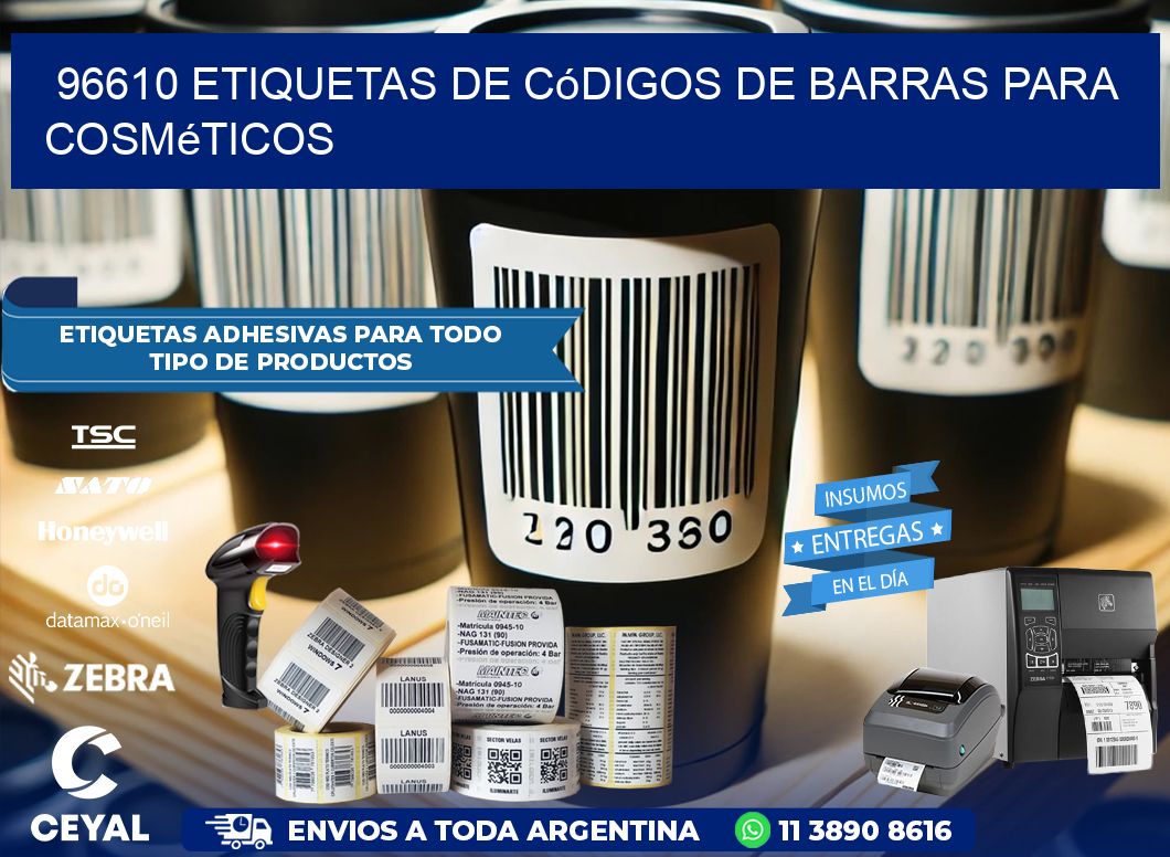 96610 etiquetas de códigos de barras para cosméticos