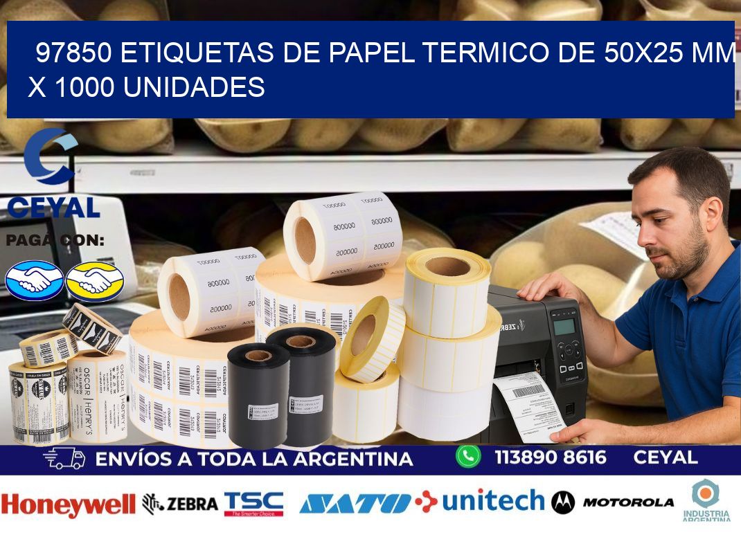 97850 Etiquetas De Papel Termico De 50x25 Mm X 1000 Unidades