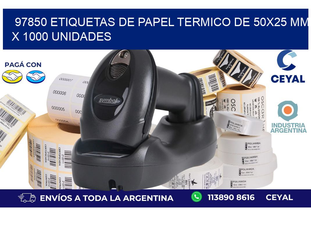 97850 Etiquetas De Papel Termico De 50x25 Mm X 1000 Unidades