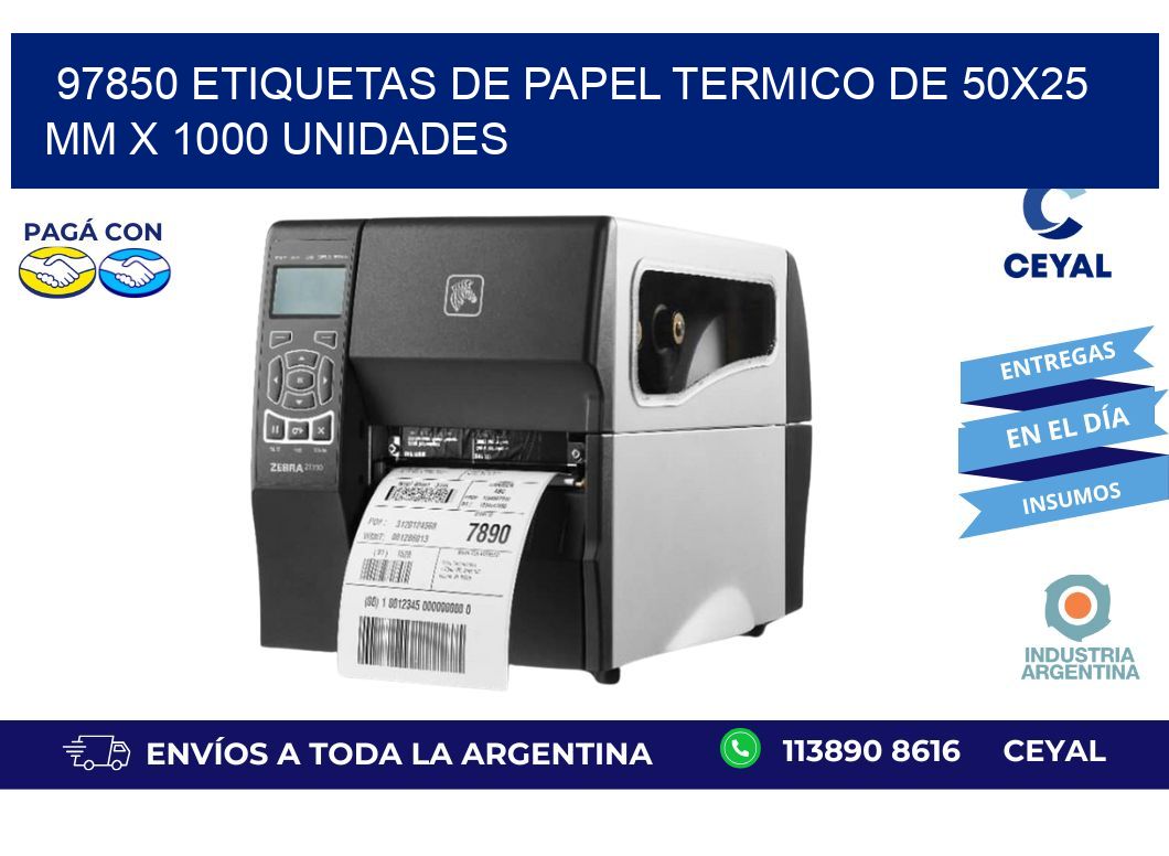 97850 Etiquetas De Papel Termico De 50x25 Mm X 1000 Unidades